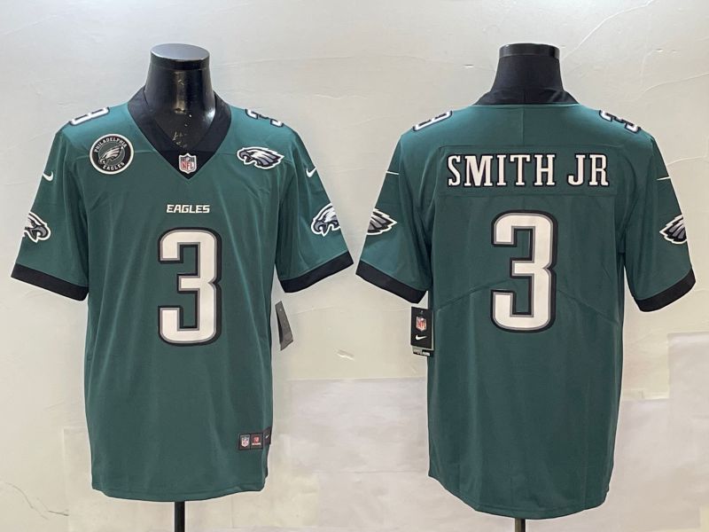 Men Philadelphia Eagles #3 Smith jr Green Second generation 2025 Nike Limited NFL Jersey style 7